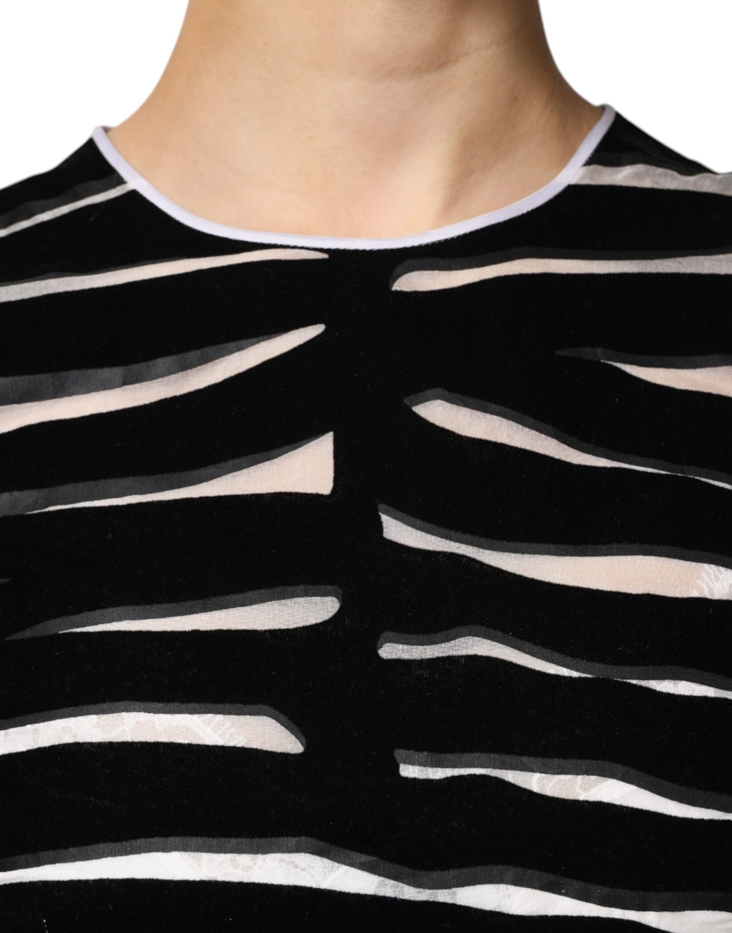 Robe fourreau trapèze noire et blanche à motif zèbre Dolce &amp; Gabbana