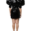 Dolce & Gabbana Black Patent Leather Puff Sleeves Mini Dress