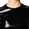 Dolce & Gabbana Black Patent Leather Puff Sleeves Mini Dress