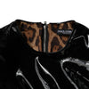Dolce & Gabbana Black Patent Leather Puff Sleeves Mini Dress