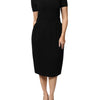 Emporio Armani Black Viscose Short Sleeves Sheath Midi Dress