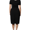 Emporio Armani Black Viscose Short Sleeves Sheath Midi Dress