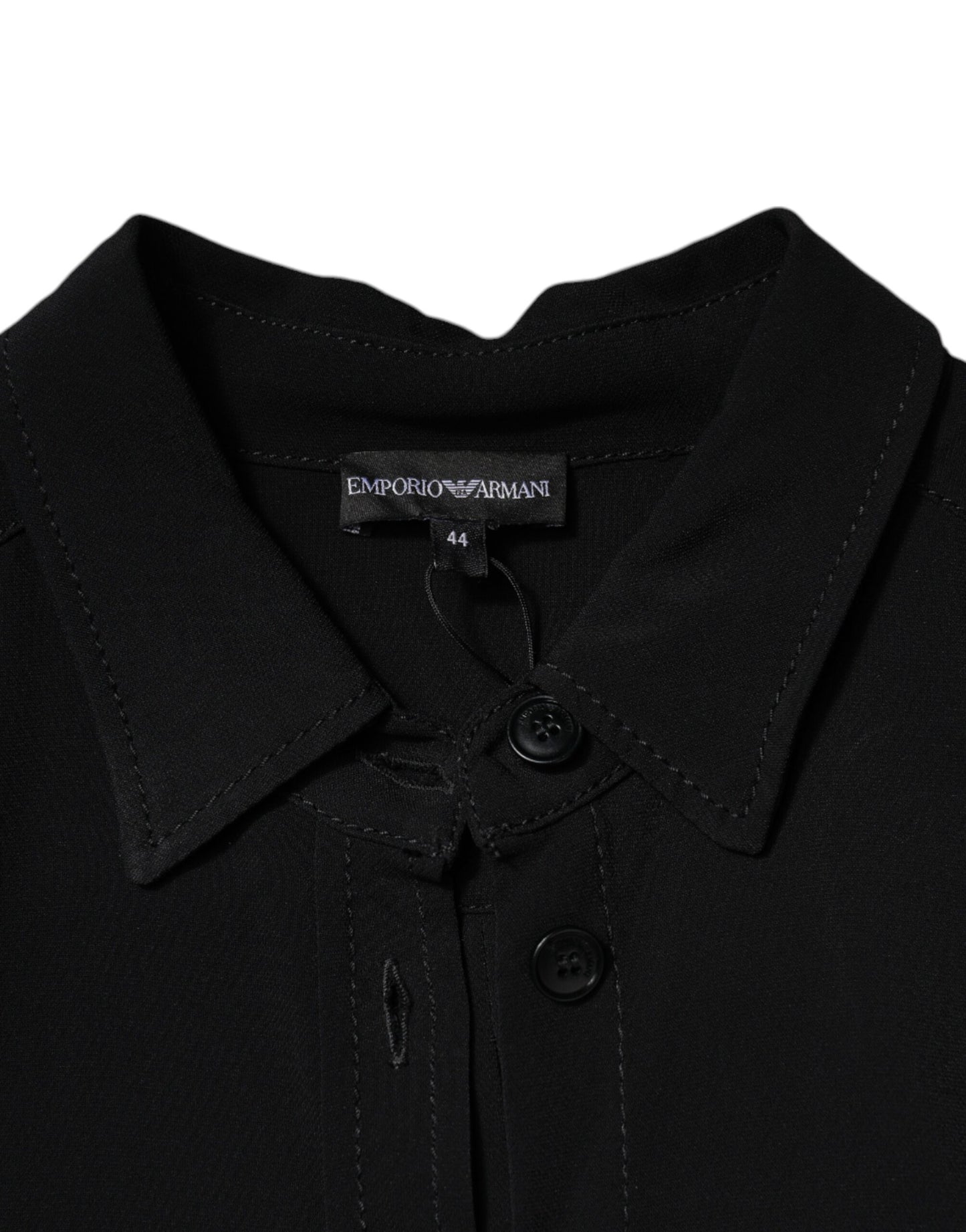 Emporio Armani – Schwarzes A-Linien-Minikleid aus Viskose mit langen Ärmeln