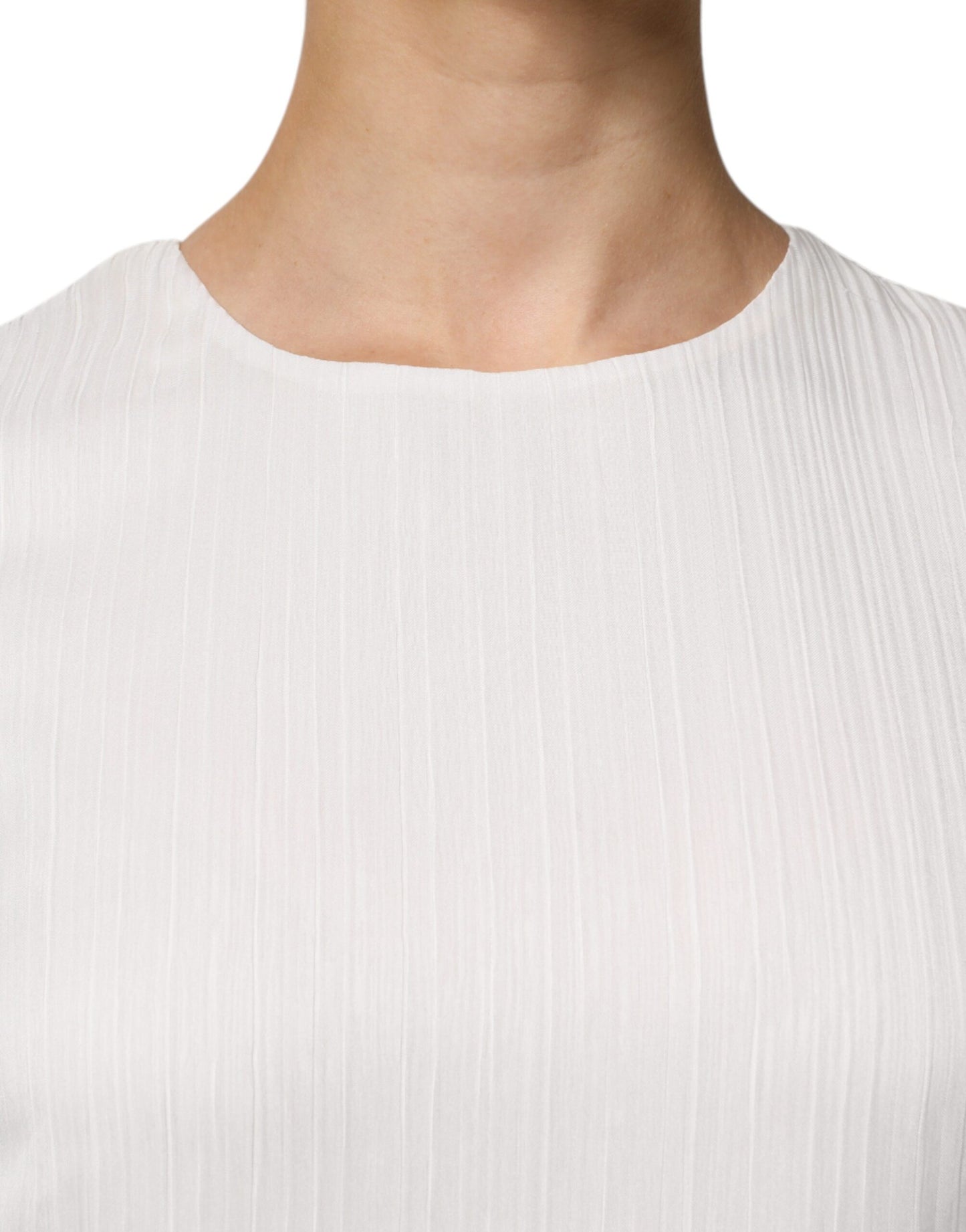 Peserico – Weißes, ärmelloses Maxikleid mit Rundhalsausschnitt