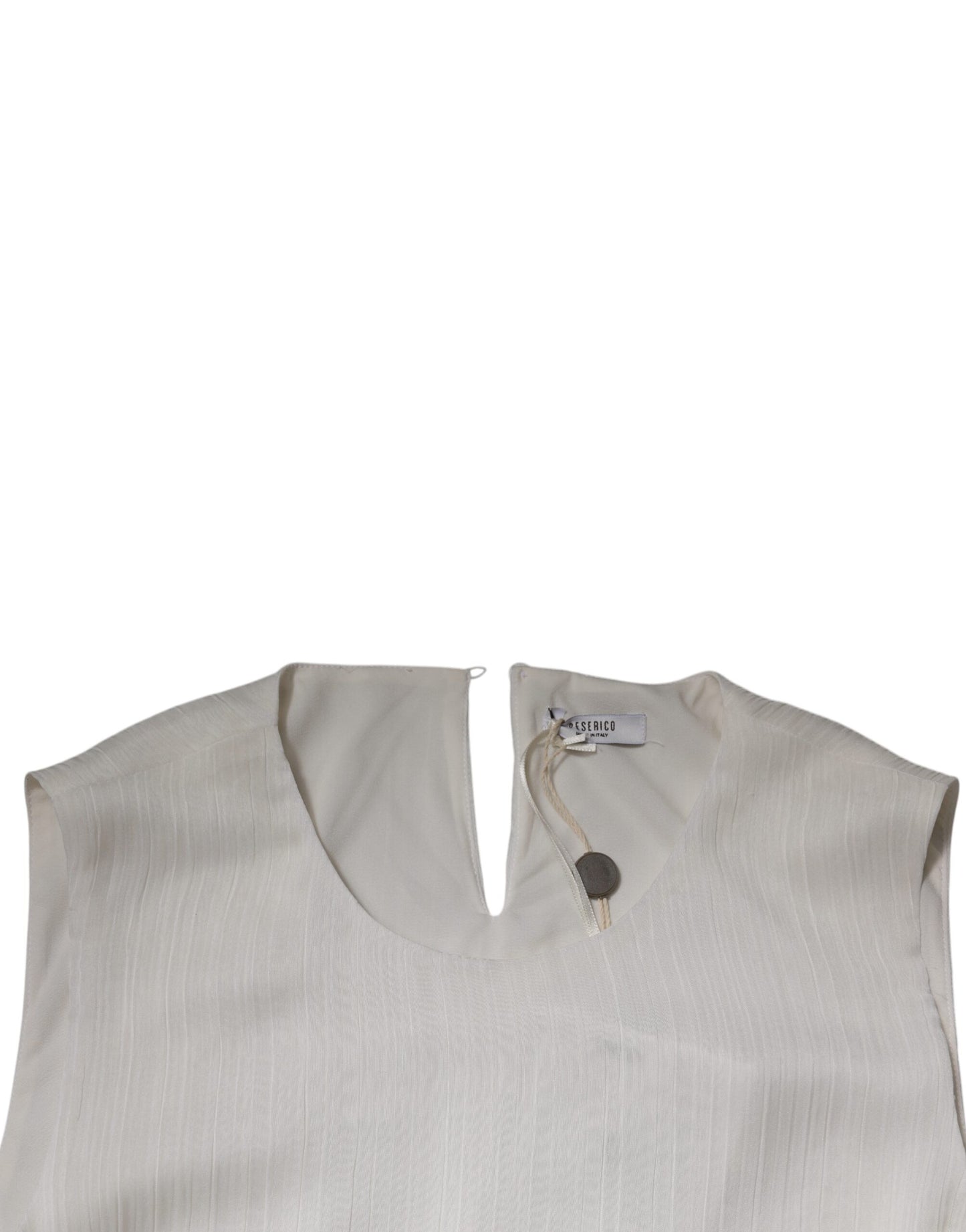 Peserico – Weißes, ärmelloses Maxikleid mit Rundhalsausschnitt