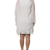 Blumarine White Floral Embroidery Viscose Chiffon Shift Dress
