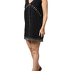 PINKO Schwarzes, verziertes, ärmelloses A-Linien-Minikleid aus Polyester