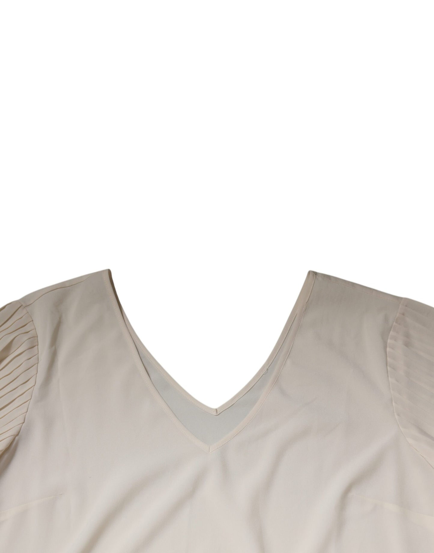 Peserico – Kurzärmliges Midi-Etuikleid mit V-Ausschnitt in Off-White