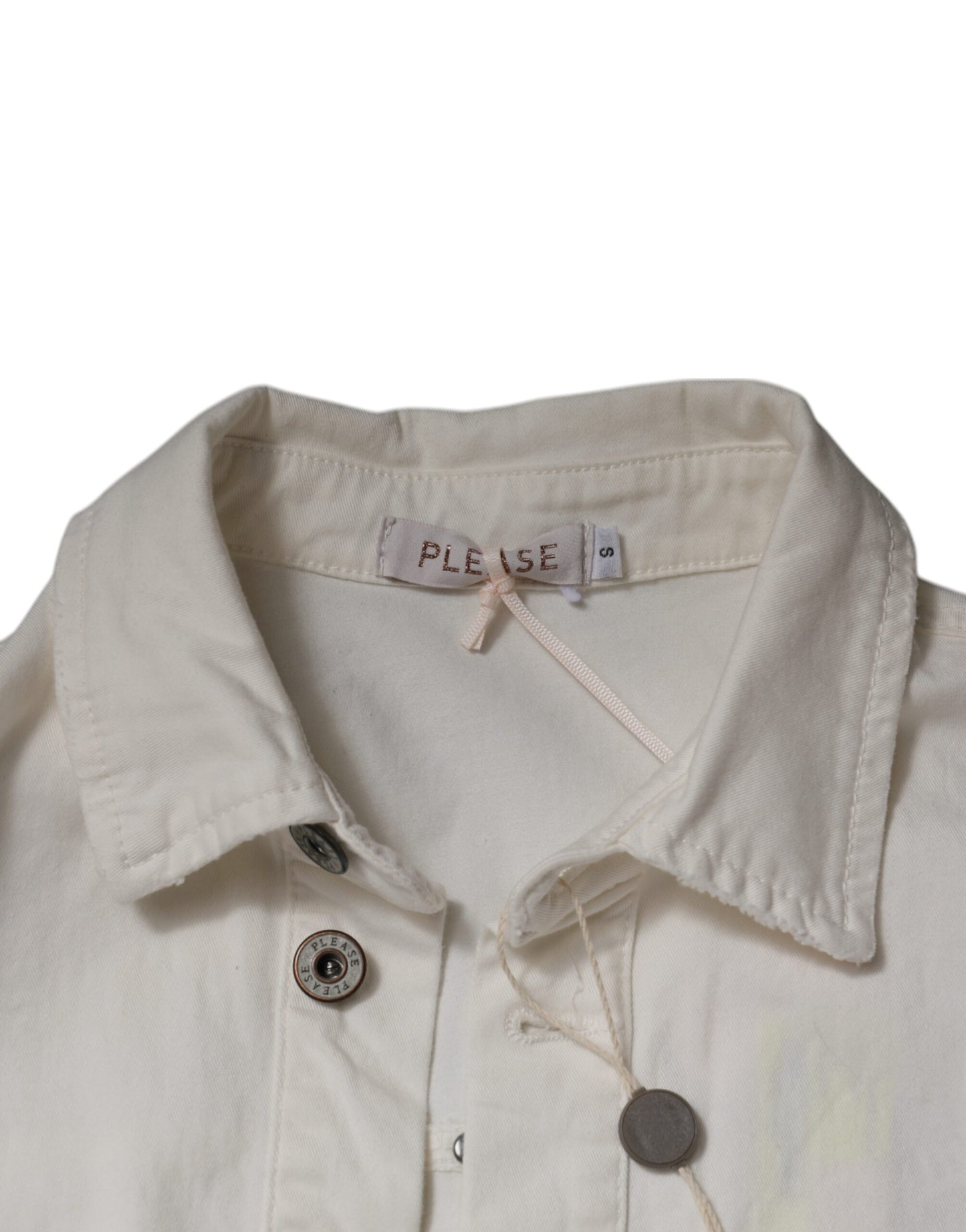 Please – Kurzärmliges Stramplerkleid aus Baumwolle mit Knopfleiste in Weiß