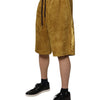 Dolce & Gabbana Brown Lambskin Suede Men Bermuda Shorts