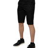 Dolce & Gabbana Black Cotton Casual Mid Waist Chino Shorts