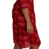 Dolce & Gabbana Floral Crochet Lace Red Pink Sheath Dress