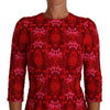 Dolce & Gabbana Floral Crochet Lace Red Pink Sheath Dress