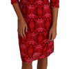 Dolce & Gabbana Floral Crochet Lace Red Pink Sheath Dress