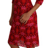 Dolce & Gabbana Floral Crochet Lace Red Pink Sheath Dress