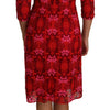 Dolce & Gabbana Floral Crochet Lace Red Pink Sheath Dress