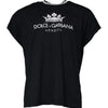 Dolce & Gabbana Dark Blue Logo Crown Cotton Crew Neck T-shirt