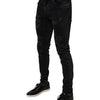 Dolce & Gabbana Black Tattered Cotton Skinny Men Denim Jeans
