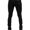 Dolce & Gabbana Black Tattered Cotton Skinny Men Denim Jeans