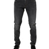 Dolce &amp; Gabbana Dunkelgraue Slim Fit-Jeans aus gewaschener Baumwolle