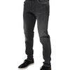 Dolce &amp; Gabbana Dunkelgraue Slim Fit-Jeans aus gewaschener Baumwolle