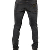 Dolce &amp; Gabbana Dunkelgraue Slim Fit-Jeans aus gewaschener Baumwolle