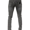 Dolce & Gabbana Dark Gray Washed Cotton Slim Fit Denim Jeans