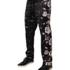 Dolce & Gabbana Black Floral Polyester Jogger Pants