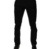Dolce & Gabbana Black Tattered Cotton Skinny Men Denim Jeans