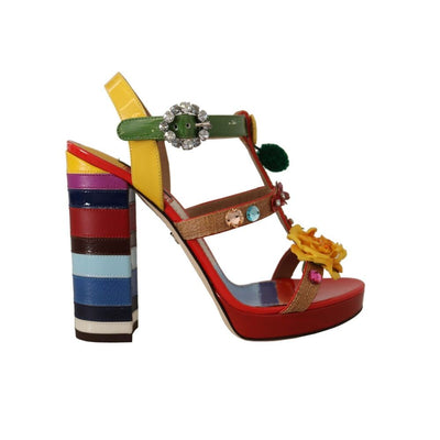 Dolce & Gabbana Multicolor Cotton Platform Sandals