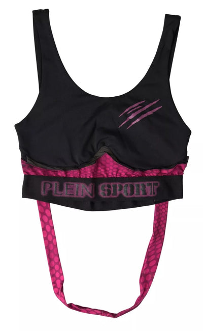 Plein Sport – Athlete Hannah – BH-Unterwäsche in Schwarz-Fuchsia mit Logo