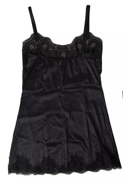 Dolce &amp; Gabbana Nachtwäsche aus schwarzer Spitze und Seide, Camisole-Oberteil