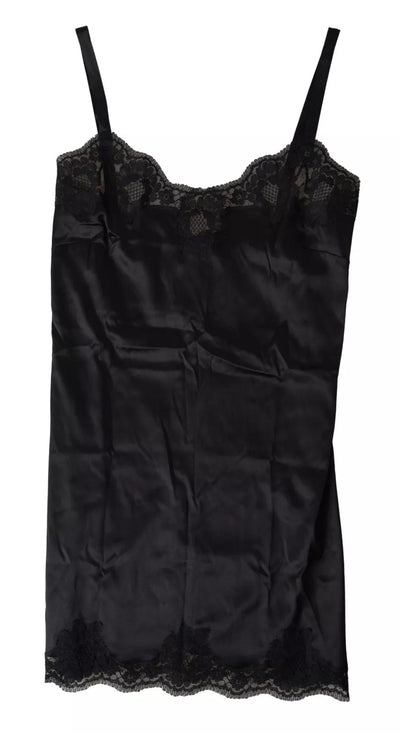 Dolce &amp; Gabbana Nachtwäsche aus schwarzer Spitze und Seide, Camisole-Oberteil