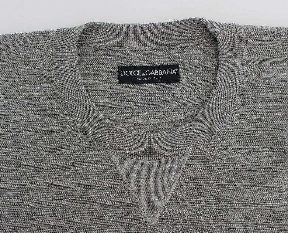 Pull ras du cou élégant en soie grise Dolce &amp; Gabbana