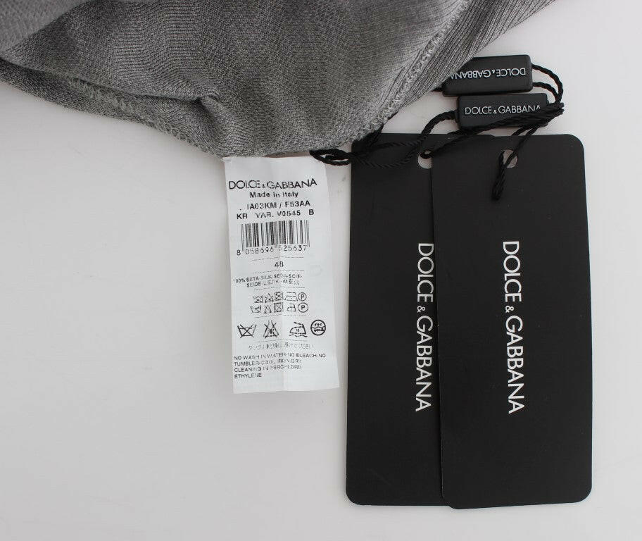 Pull ras du cou élégant en soie grise Dolce &amp; Gabbana