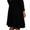 Dolce & Gabbana Black Knitted Wool Sheath Long Sleeves Dress