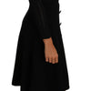 Dolce & Gabbana Black Knitted Wool Sheath Long Sleeves Dress