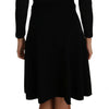 Dolce & Gabbana Black Knitted Wool Sheath Long Sleeves Dress
