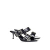 Alexander McQueen Black Leather Stiletto Heel Sandals