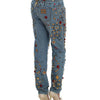 Dolce & Gabbana Crystal Roses Heart Embellished Jeans