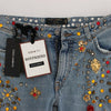 Dolce & Gabbana Crystal Roses Heart Embellished Jeans