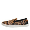 Dolce & Gabbana Brown Calfskin Fur Leopard Sneakers Shoes