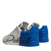 Dolce & Gabbana White Blue Logo Portofino Sneakers Shoes