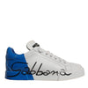 Dolce & Gabbana White Blue Logo Portofino Sneakers Shoes