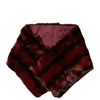 Dolce & Gabbana Black Red Stripe Fur Shawl Neck Wrap Scarf