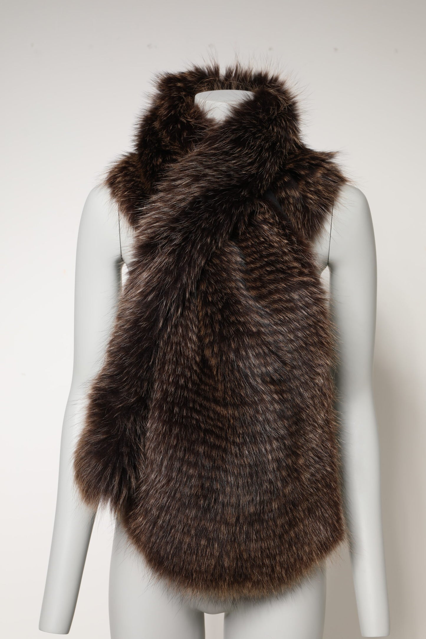 Dolce & Gabbana Brown Raccoon Fur Neck Warmer Winter Scarf