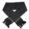 Dolce & Gabbana Black White Polka Dotted Silk Skinny Fringes Scarf