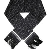 Dolce & Gabbana Black Patterned Skinny Fringes Shawl Scarf