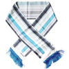 Dolce & Gabbana White Blue Stripes Silk Fringes Wrap Scarf
