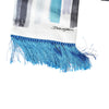 Dolce & Gabbana White Blue Stripes Silk Fringes Wrap Scarf